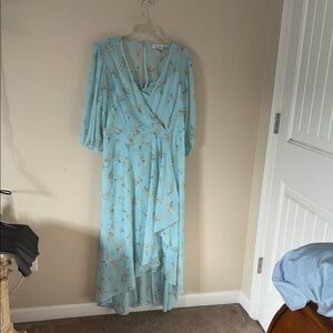 Calvin Klein Light Blue Floral High Low Dress